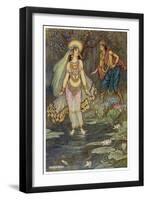 The Encounter Between Shantanu and Ganga, the Goddess Who Personifies the Ganges River-null-Framed Art Print