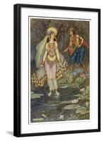 The Encounter Between Shantanu and Ganga, the Goddess Who Personifies the Ganges River-null-Framed Art Print