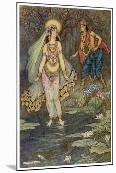 The Encounter Between Shantanu and Ganga, the Goddess Who Personifies the Ganges River-null-Mounted Art Print