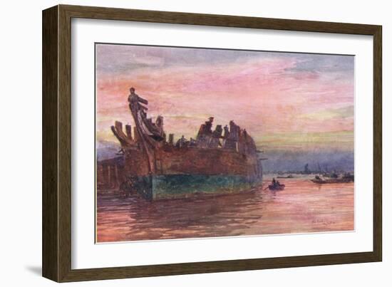 The End of an Old Warship, 1915-William Lionel Wyllie-Framed Giclee Print