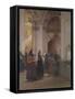 The End of Mass in Einsiedeln (Oil on Canvas)-Albert Pierre Dawant-Framed Stretched Canvas