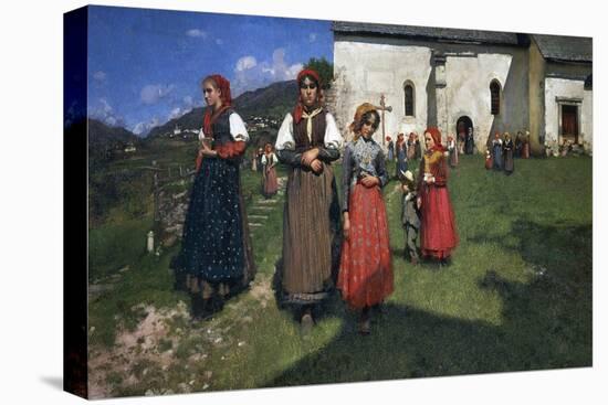 The End of Mass (Zoldo Alto), Ca 1897-Andrea Tavernier-Stretched Canvas