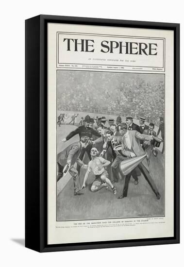 The End Of the Marathon Race - the Collapse Of Dorando in the Stadium'. the 1908 Olympic Games-null-Framed Stretched Canvas