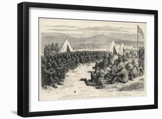 The End of the Zulu War, The Surrender of Native Chiefs to Sir G. Wolseley-Godefroy Durand-Framed Art Print