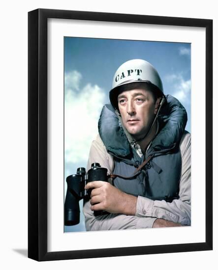 THE ENEMY BELOW by DickPowell with Robert Mitchum, 1957 (photo)-null-Framed Photo
