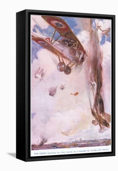 The Enemy Crashed to the Earth in a Column of Smoke-Cyrus Cuneo-Framed Stretched Canvas
