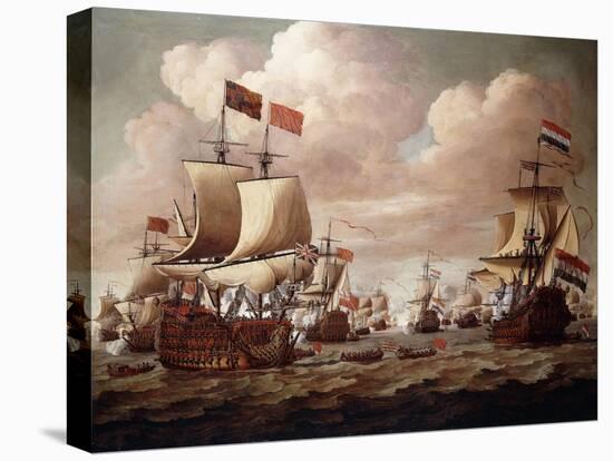 The English and Dutch Fleets Exchanging Salutes at Sea with the 'Prince' and the 'Gouden Leeuw'…-Willem van de, the Elder Velde-Stretched Canvas