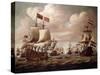 The English and Dutch Fleets Exchanging Salutes at Sea with the 'Prince' and the 'Gouden Leeuw'…-Willem van de, the Elder Velde-Stretched Canvas