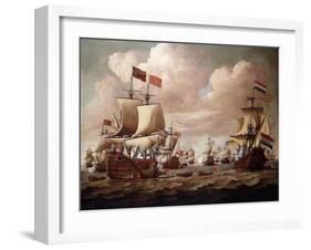 The English and Dutch Fleets exchanging Salutes at Sea-Willem Velde I-Framed Giclee Print