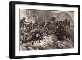 The English Artillery During a Difficult Crossing in the Mountains Between Kabul and Kandahar, 1879-null-Framed Giclee Print