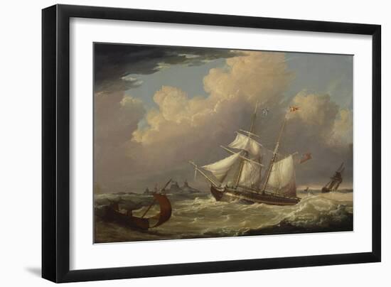 The English Brig, 'The Guide', Entering the River Elbe in Germany-Thomas A. Binks-Framed Giclee Print