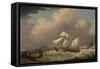 The English Brig, 'The Guide', Entering the River Elbe in Germany-Thomas A. Binks-Framed Stretched Canvas