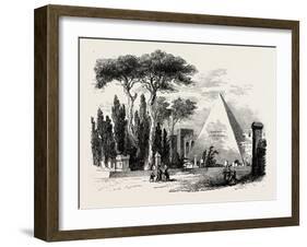 The English Cemetery and Pyramid of Caius Cestius. Rome Italy-null-Framed Giclee Print