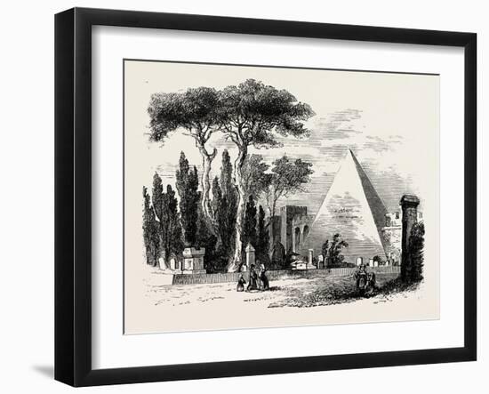 The English Cemetery and Pyramid of Caius Cestius. Rome Italy-null-Framed Giclee Print