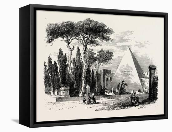 The English Cemetery and Pyramid of Caius Cestius. Rome Italy-null-Framed Stretched Canvas