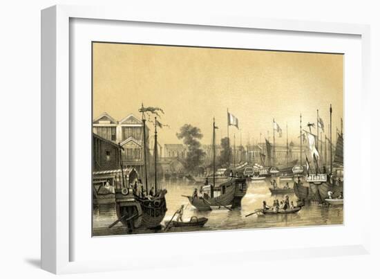 The English Factories at Canton, 1847-JW Giles-Framed Giclee Print