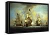 The English Fleet at Anchor with the Admiral's Ship Signalling to the Vice and Rear Admirals of…-Peter Monamy-Framed Stretched Canvas