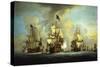 The English Fleet at Anchor with the Admiral's Ship Signalling to the Vice and Rear Admirals of…-Peter Monamy-Stretched Canvas