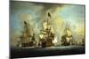 The English Fleet at Anchor with the Admiral's Ship Signalling to the Vice and Rear Admirals of…-Peter Monamy-Mounted Giclee Print