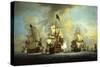 The English Fleet at Anchor with the Admiral's Ship Signalling to the Vice and Rear Admirals of…-Peter Monamy-Stretched Canvas