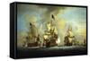 The English Fleet at Anchor with the Admiral's Ship Signalling to the Vice and Rear Admirals of…-Peter Monamy-Framed Stretched Canvas