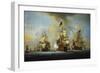 The English Fleet at Anchor with the Admiral's Ship Signalling to the Vice and Rear Admirals-Peter Monamy-Framed Giclee Print