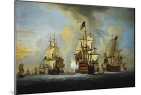 The English Fleet at Anchor with the Admiral's Ship Signalling to the Vice and Rear Admirals-Peter Monamy-Mounted Giclee Print