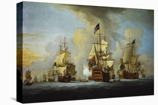 The English Fleet at Anchor with the Admiral's Ship Signalling to the Vice and Rear Admirals-Peter Monamy-Stretched Canvas