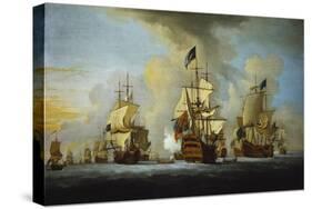 The English Fleet at Anchor with the Admiral's Ship Signalling to the Vice and Rear Admirals-Peter Monamy-Stretched Canvas