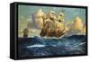 The English Fleet at Sea-Charles Dixon-Framed Stretched Canvas