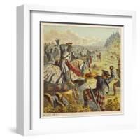 The English Forces of King Edward I Battle Against the Scots Under William Wallace-Joseph Kronheim-Framed Art Print