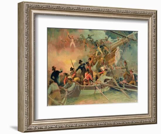 The English Navy Conquering a French Ship Near the Cape Camaro-null-Framed Giclee Print