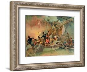 The English Navy Conquering a French Ship Near the Cape Camaro-null-Framed Giclee Print