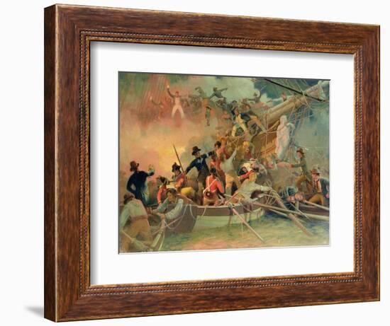 The English Navy Conquering a French Ship Near the Cape Camaro-null-Framed Giclee Print