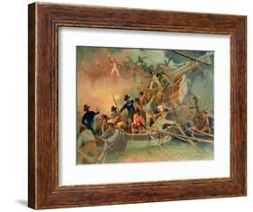 The English Navy Conquering a French Ship Near the Cape Camaro-null-Framed Giclee Print