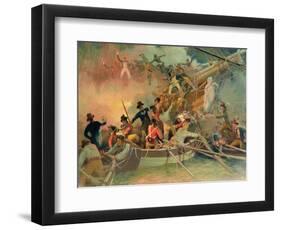 The English Navy Conquering a French Ship Near the Cape Camaro-null-Framed Giclee Print