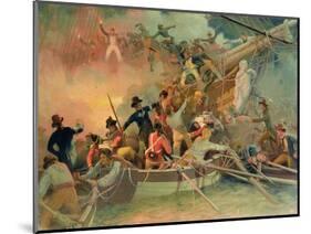 The English Navy Conquering a French Ship Near the Cape Camaro-null-Mounted Giclee Print