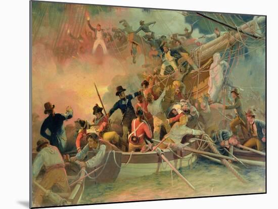 The English Navy Conquering a French Ship Near the Cape Camaro-null-Mounted Giclee Print