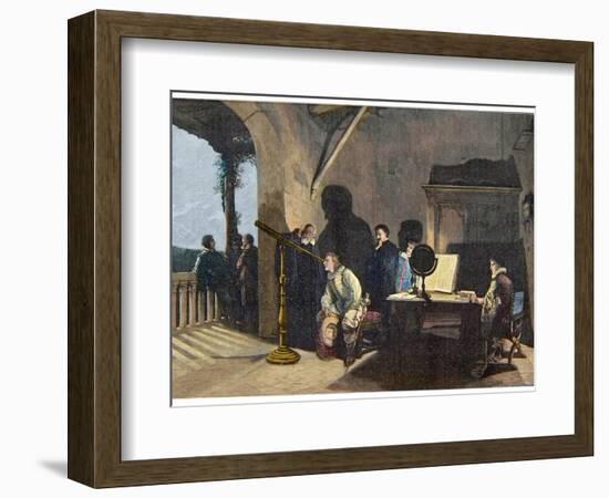 The English Poet John Milton (1608-1674) Visiting the Italian Astronomer Galileo Galilei-Stefano Bianchetti-Framed Giclee Print