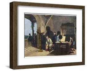 The English Poet John Milton (1608-1674) Visiting the Italian Astronomer Galileo Galilei-Stefano Bianchetti-Framed Giclee Print