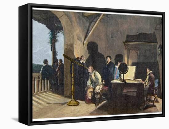 The English Poet John Milton (1608-1674) Visiting the Italian Astronomer Galileo Galilei-Stefano Bianchetti-Framed Stretched Canvas