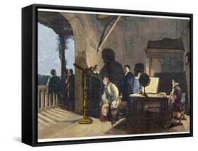 The English Poet John Milton (1608-1674) Visiting the Italian Astronomer Galileo Galilei-Stefano Bianchetti-Framed Stretched Canvas