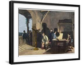 The English Poet John Milton (1608-1674) Visiting the Italian Astronomer Galileo Galilei-Stefano Bianchetti-Framed Premium Giclee Print