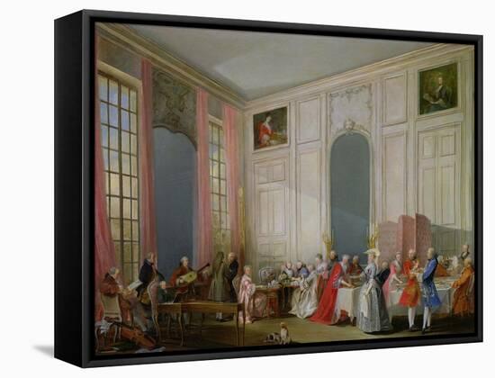 The English Tea (Le the a L'Anglaise) and a Society Concert at the House of the Princesse De Conti-Michel Barthélémy Ollivier-Framed Stretched Canvas