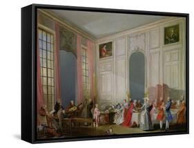 The English Tea (Le the a L'Anglaise) and a Society Concert at the House of the Princesse De Conti-Michel Barthélémy Ollivier-Framed Stretched Canvas