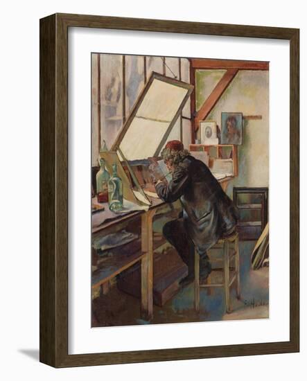 The Engraver (Marcellin Desboutin), C.1888 (Oil on Canvas)-Ferdinand Hodler-Framed Giclee Print