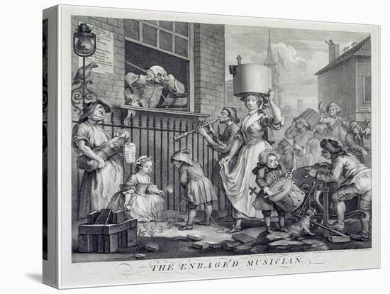 The Enraged Musician, 1741 (Engraving)-William Hogarth-Stretched Canvas