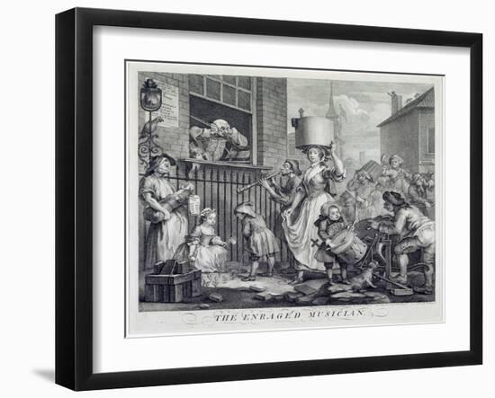 The Enraged Musician, 1741 (Engraving)-William Hogarth-Framed Giclee Print