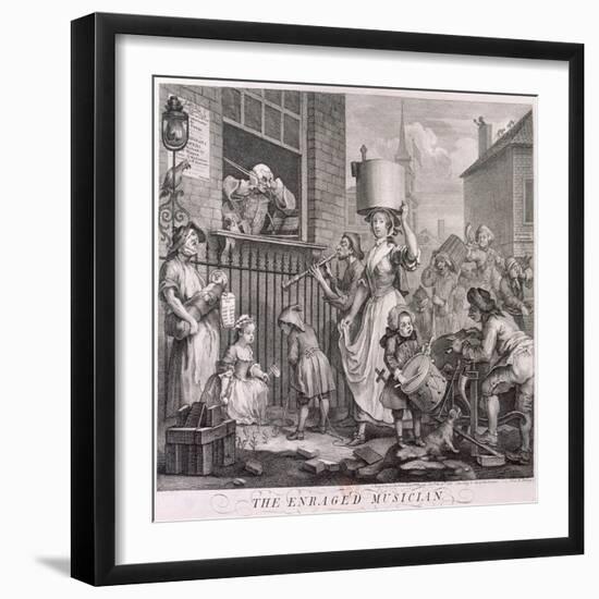 The Enraged Musician, 1741-William Hogarth-Framed Giclee Print