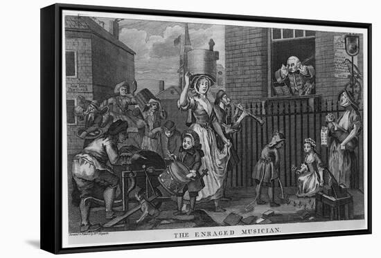 The Enraged Musician-William Hogarth-Framed Stretched Canvas